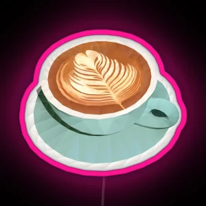 Coffee With Latte Art Polygon Art RGB Neon Sign