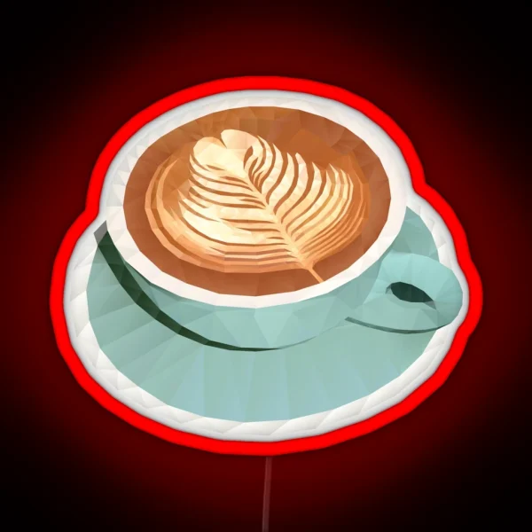 Coffee With Latte Art Polygon Art RGB Neon Sign