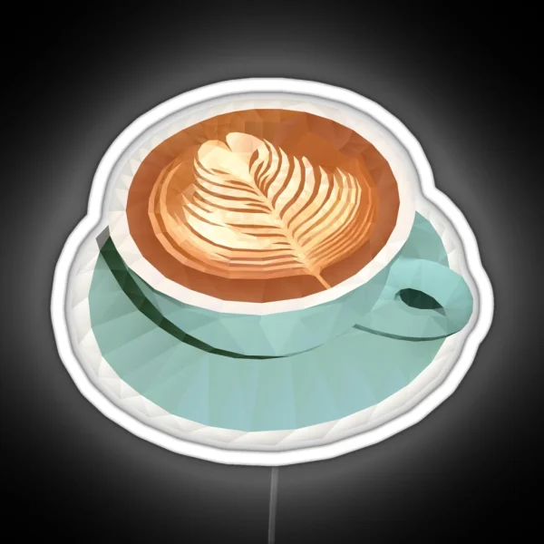 Coffee With Latte Art Polygon Art RGB Neon Sign