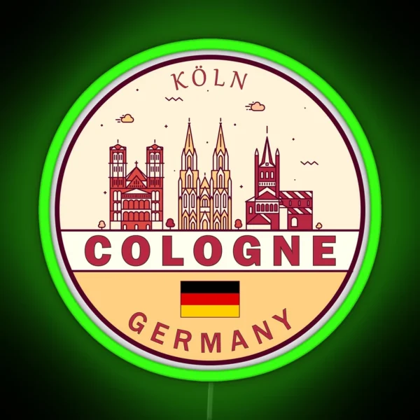Cologne Germany City Skyline Emblem RGB Neon Sign