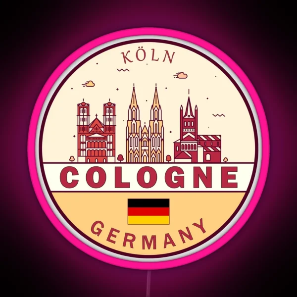 Cologne Germany City Skyline Emblem RGB Neon Sign