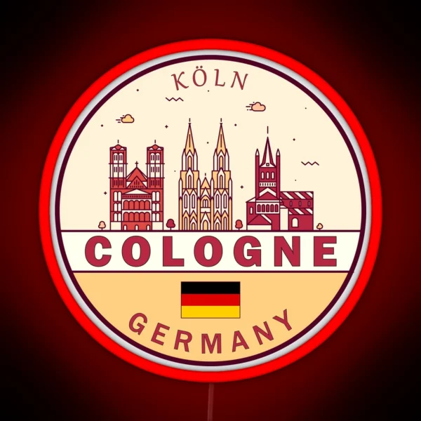 Cologne Germany City Skyline Emblem RGB Neon Sign