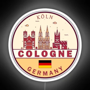 Cologne Germany City Skyline Emblem RGB Neon Sign