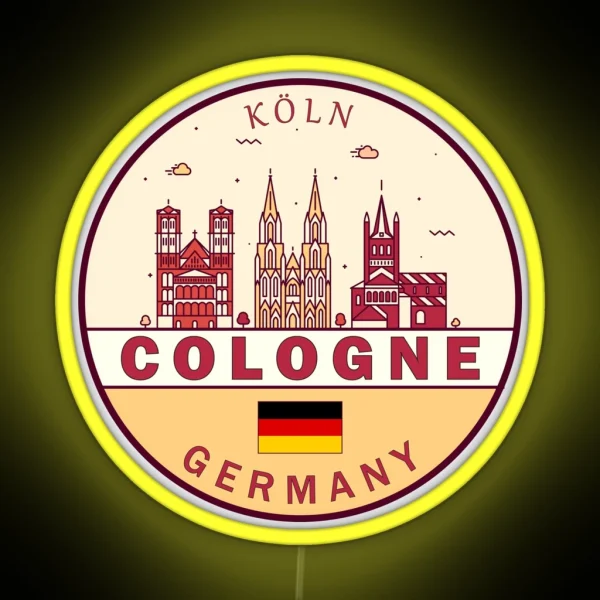 Cologne Germany City Skyline Emblem RGB Neon Sign