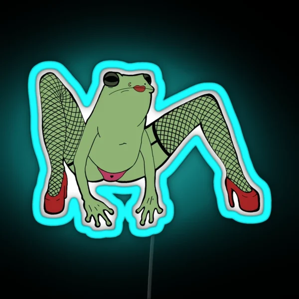 Colored Fishnet Frog RGB Neon Sign