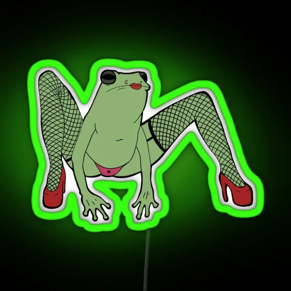 Colored Fishnet Frog RGB Neon Sign