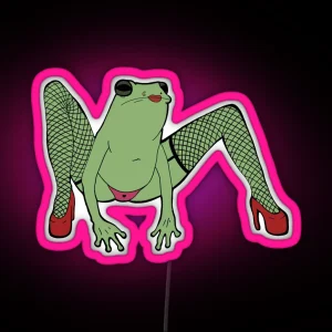 Colored Fishnet Frog RGB Neon Sign