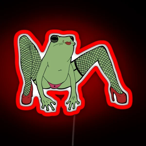 Colored Fishnet Frog RGB Neon Sign