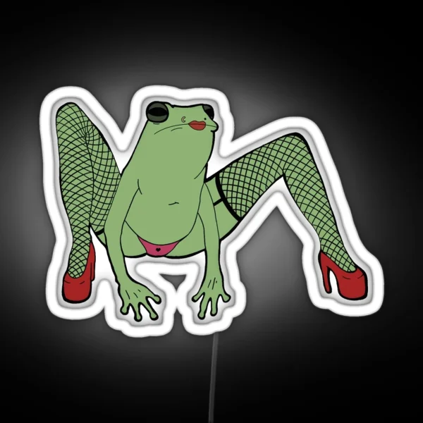 Colored Fishnet Frog RGB Neon Sign