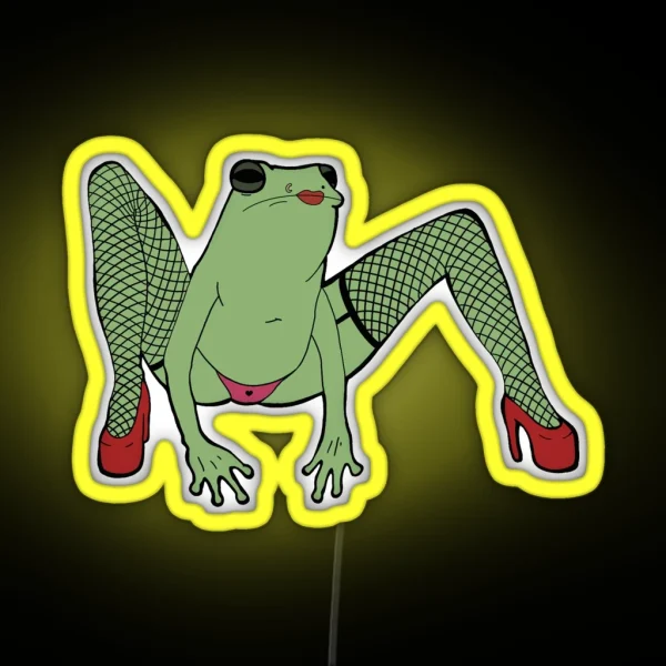 Colored Fishnet Frog RGB Neon Sign