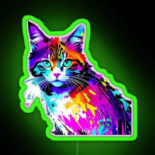 Colorful Abstract Cat RGB Neon Sign