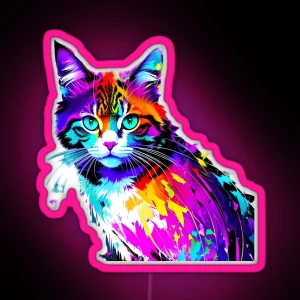 Colorful Abstract Cat RGB Neon Sign