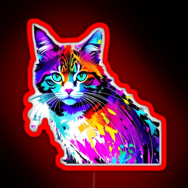 Colorful Abstract Cat RGB Neon Sign