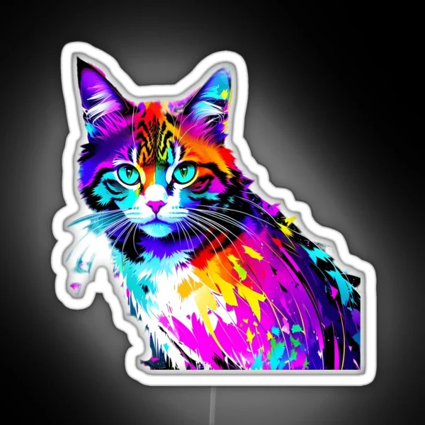 Colorful Abstract Cat RGB Neon Sign