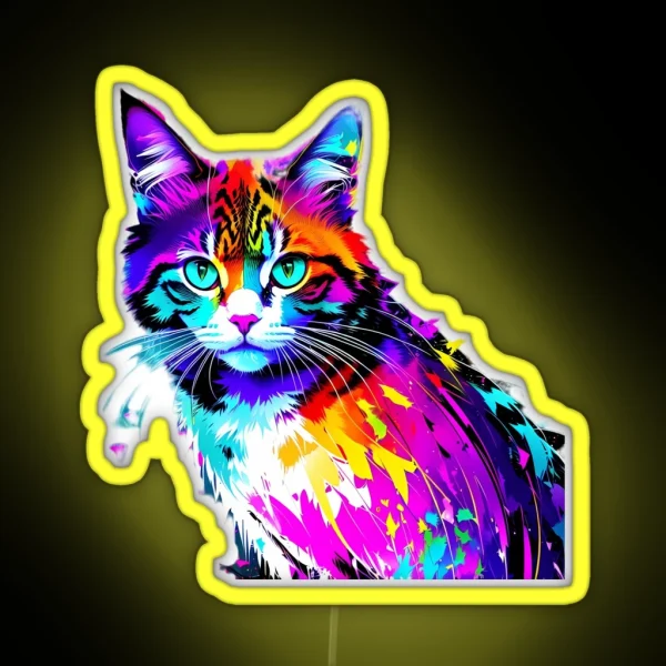 Colorful Abstract Cat RGB Neon Sign