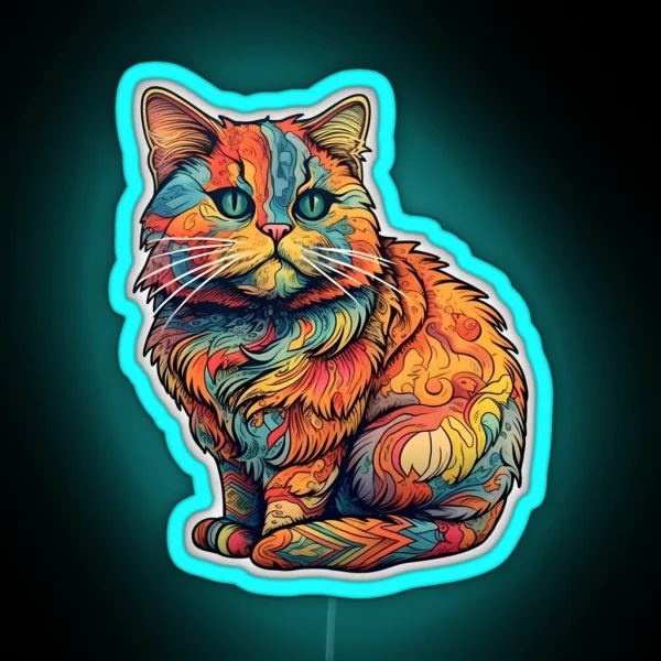 Colorful Abstract Munchkin Cat RGB Neon Sign