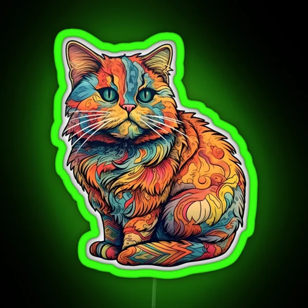 Colorful Abstract Munchkin Cat RGB Neon Sign