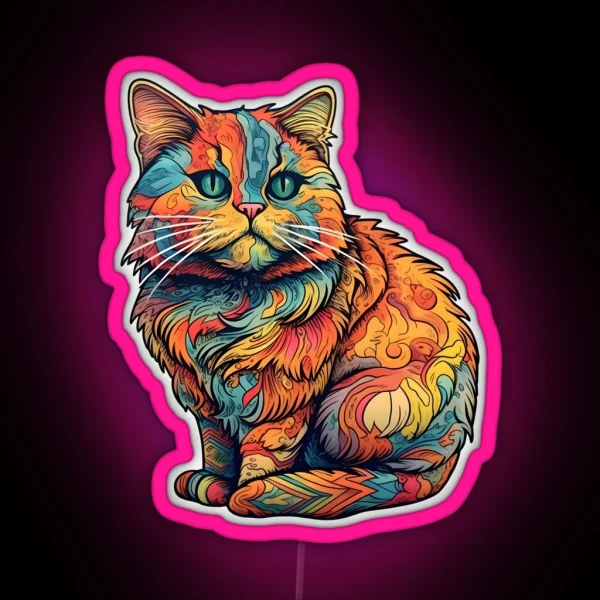 Colorful Abstract Munchkin Cat RGB Neon Sign