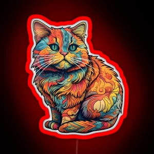 Colorful Abstract Munchkin Cat RGB Neon Sign