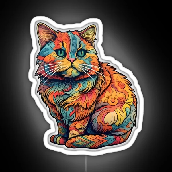 Colorful Abstract Munchkin Cat RGB Neon Sign