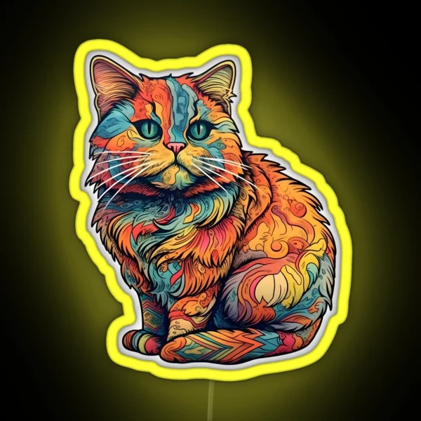 Colorful Abstract Munchkin Cat RGB Neon Sign