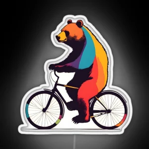 Colorful Bear Riding A Bike RGB Neon Sign