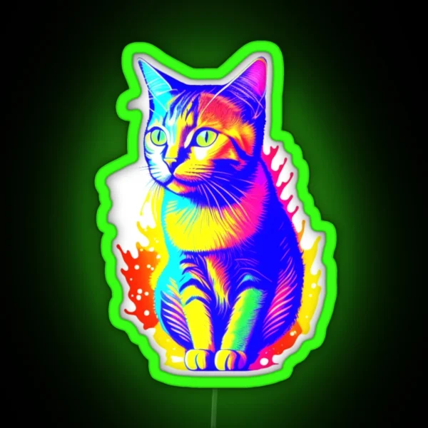 Colorful Cat Art RGB Neon Sign