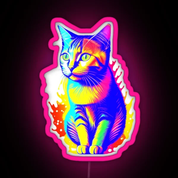 Colorful Cat Art RGB Neon Sign