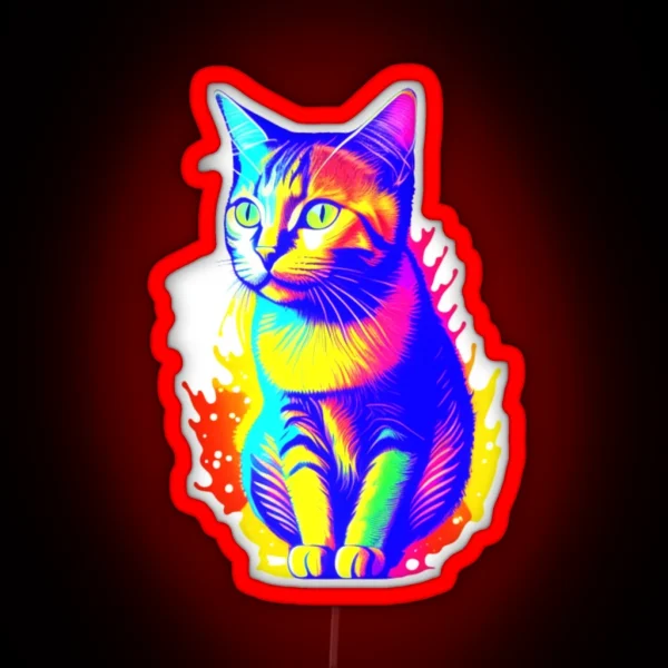 Colorful Cat Art RGB Neon Sign