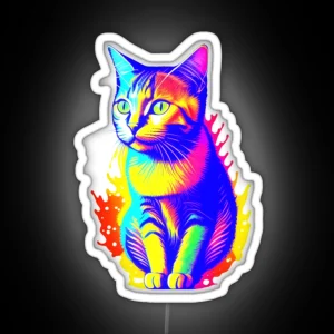 Colorful Cat Art RGB Neon Sign