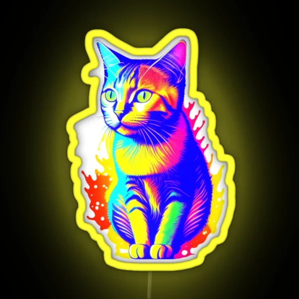 Colorful Cat Art RGB Neon Sign