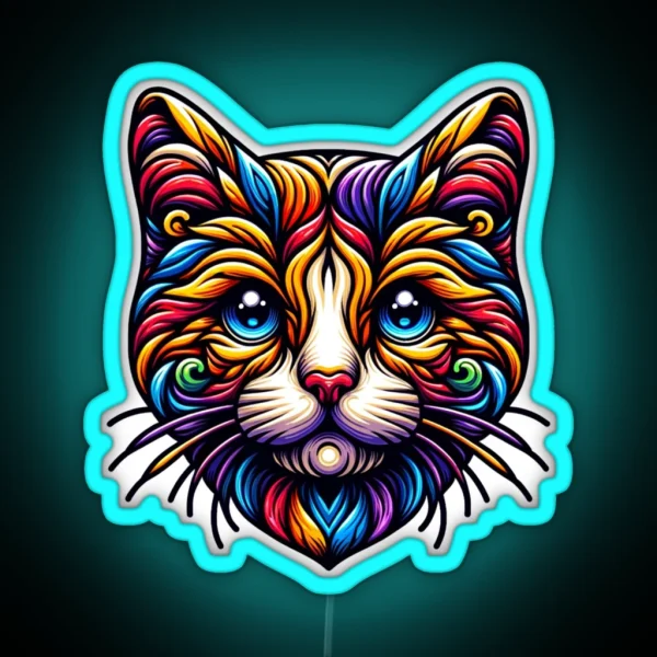 Colorful Cat Cats RGB Neon Sign