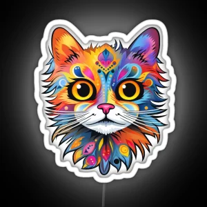 Colorful Cat Delight Led Express Your Whimsy With This Playful Feline Artwork RGB Neon Sign