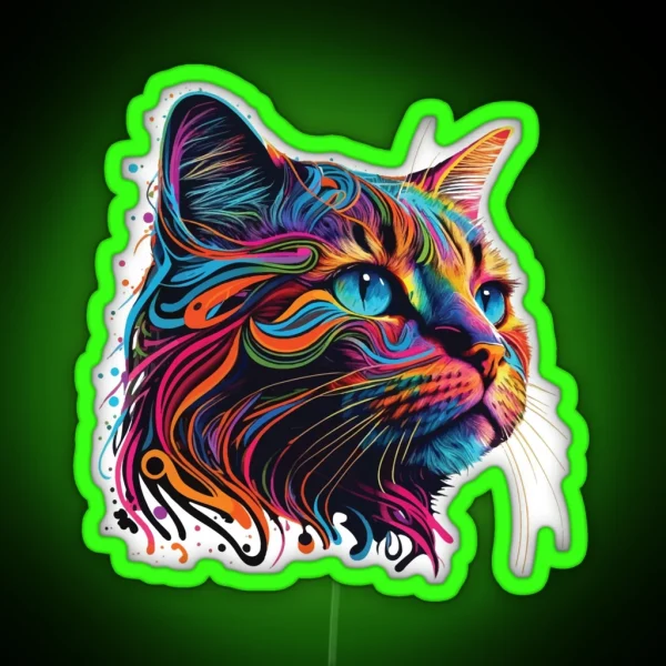 Colorful Cat Lovers Gift RGB Neon Sign