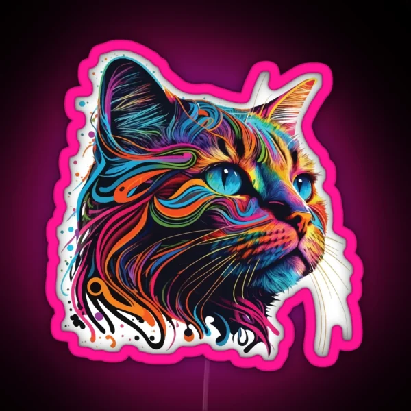 Colorful Cat Lovers Gift RGB Neon Sign