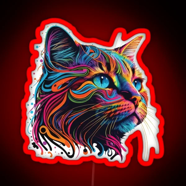 Colorful Cat Lovers Gift RGB Neon Sign