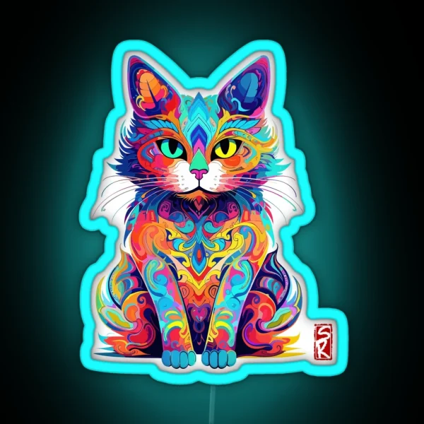Colorful Cat RGB Neon Sign