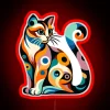 Vibrant colorful LED light cat face illuminated room decor accent.