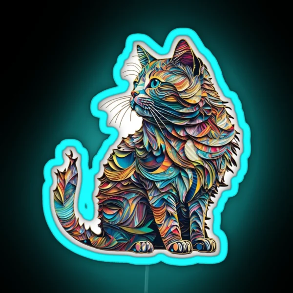 Colorful Cat Whole Body RGB Neon Sign