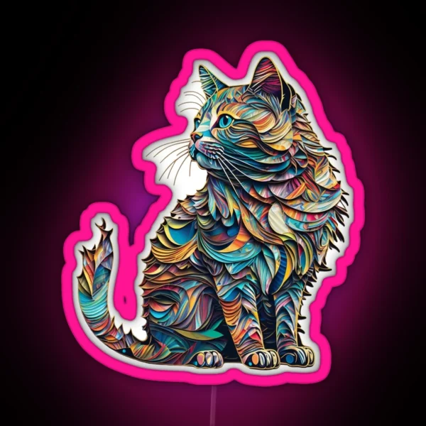 Colorful Cat Whole Body RGB Neon Sign