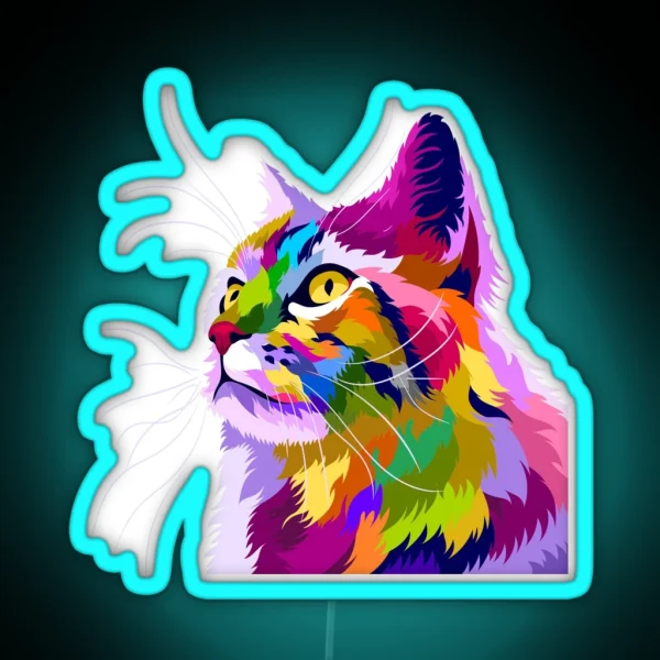 Colorful Cat With Pop Art Style RGB Neon Sign