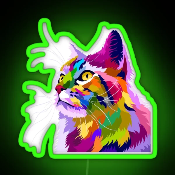 Colorful Cat With Pop Art Style RGB Neon Sign