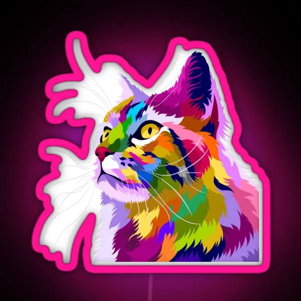 Colorful Cat With Pop Art Style RGB Neon Sign