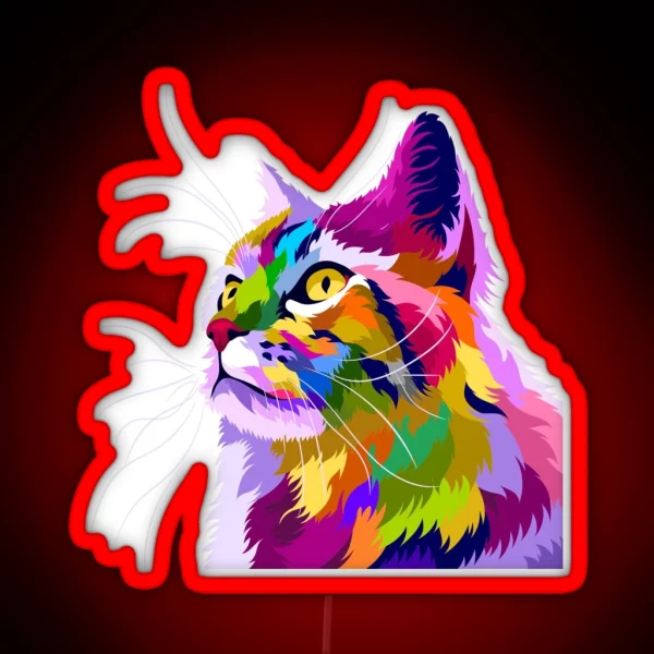 Colorful Cat With Pop Art Style RGB Neon Sign
