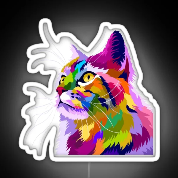 Colorful Cat With Pop Art Style RGB Neon Sign