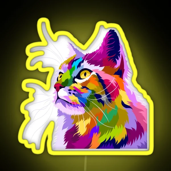 Colorful Cat With Pop Art Style RGB Neon Sign