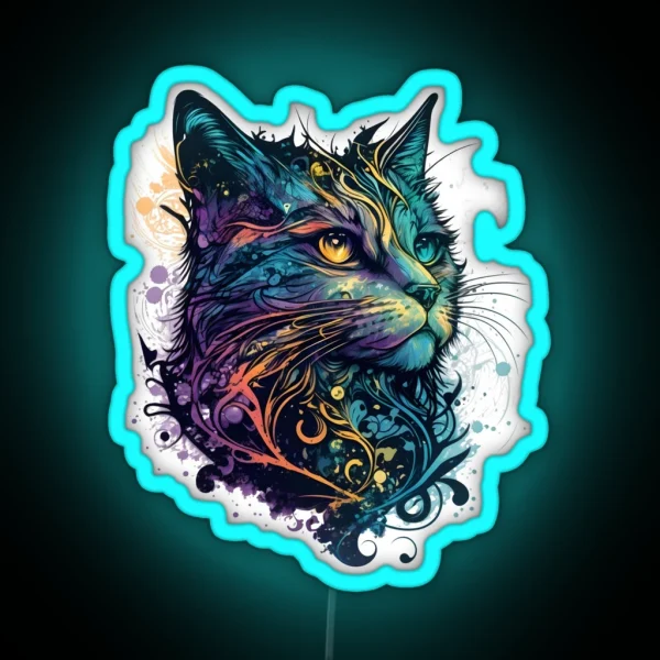 Colorful Cute Cat RGB Neon Sign