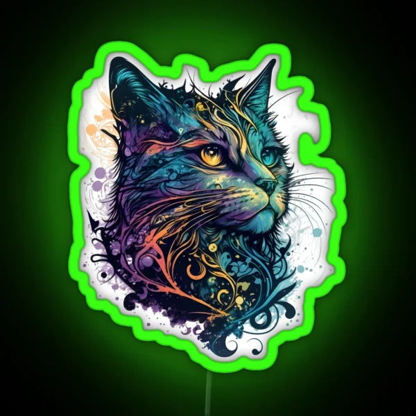 Colorful Cute Cat RGB Neon Sign
