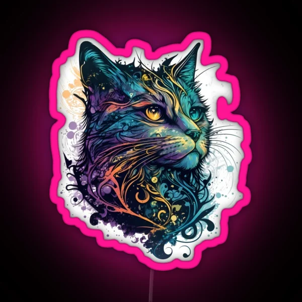 Colorful Cute Cat RGB Neon Sign