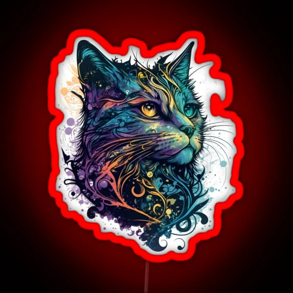 Colorful Cute Cat RGB Neon Sign